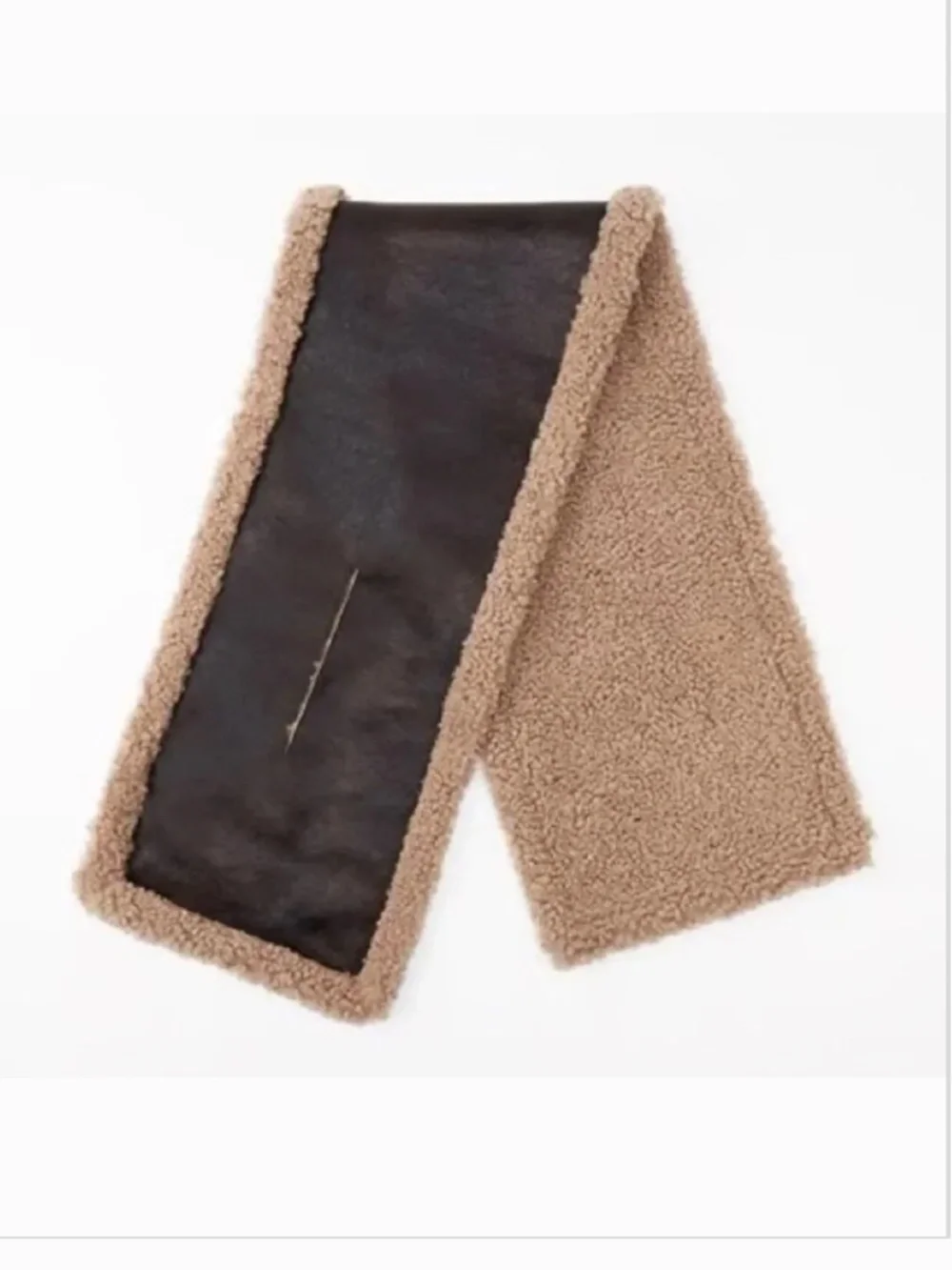 NWT ZARA DOUBLE FACED FAUX SHEARLING LEATHER EFFECT SCARF